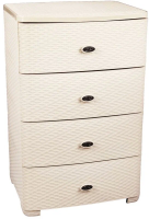 Комод 4секц.Плетенка сл.кость широкий М4059