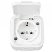 Розетка 1ОП РА16-297 евро крышка бел. аква Пралеска