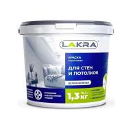 Краска В/Д д/стен и потолков 1,3кг "ЛАКРА"