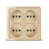 Розетка 4ОП квадр.Олимп сосна