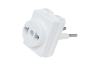 Тройник-переходник Козья ножка 10А белый