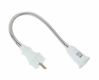 Переходник Е27 вилка-патрон бел. гибкий 300мм Ecola 