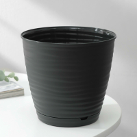 Горшок д/цветов 1,5л с поддоном (черный) "Saffron"