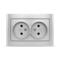 Розетка 2СП Бриллиант серебро 7949766