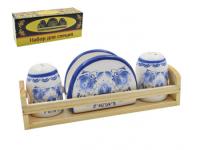 Набор для специй с салфетницей Лазурный узор НС410-Z314