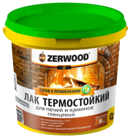 Лак термостойкий д/каминов,печей,. глянец 0,9кг "ZERWOOD"