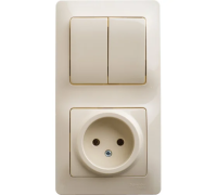 Блок (роз.б/з+2-кл.выкл.) GSL000272 беж.