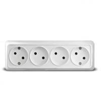 Розетка 4ОП б/з бел. Олимп