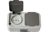 Розетка 2ОП РА16-302 сер/мат аква Пралеска