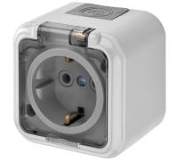 Розетка 1ОП РА16-297 с/з сер/прозр. аква Пралеска