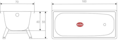 Ванна стальная ANTIKA 160*70*40