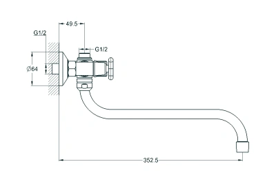 Смеситель для ванны JIK7-A102-A + Подарок щетка дер.с массажером
