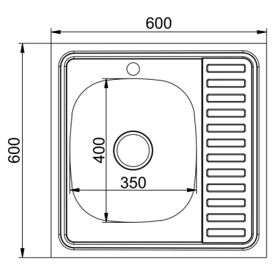 Мойка MIXLINE 60х60х0,6/160 левая с сиф 3 1/2