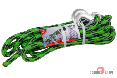 Трос-шнур альпинистский 7т 2 крюка 73757