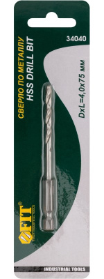 Сверло по металлу HSS 4мм, хв. под биту  34040