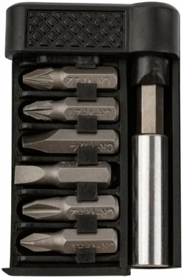 Биты набор 6шт CrV, 25мм+адаптер 57660