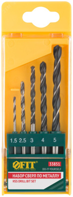 Сверла по металлу HSS 5шт 1,5-2,5-3-4-5мм 33851