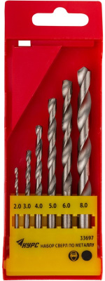 Набор сверл по металлу 6шт (2-3-4-5-6-8мм) 33697