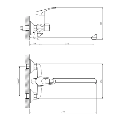 Смеситель для ванны DECOROOM DR21043 хром