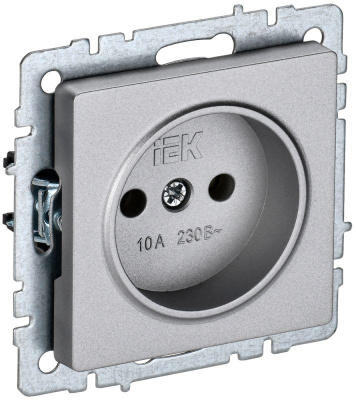 Розетка 1СП б/з мех. 10А алюм.Brite РС10-1-0-БрА