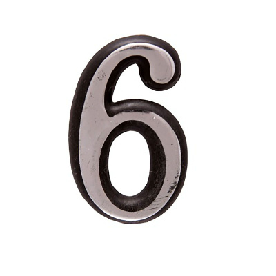 Цифра Большая пластик "6" хром
