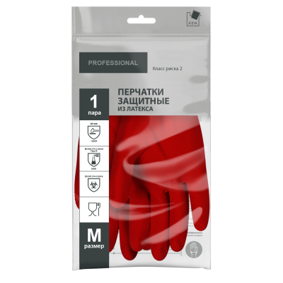 Перчатки защитные латексные М красные (777КНSС) КЩС