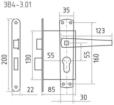 Замок врезной Зенит-ЗВ4-3.01 (серебро)