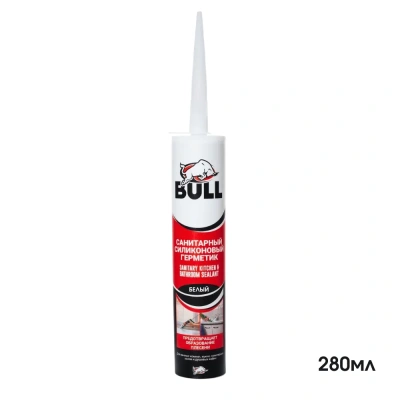 Герметик силик. санит. белый 280мл "BULL"