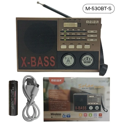 Радиоприемник М-530ВТ-S FM/AM/SW USB/SD фонарь солн/бат Blutooth 85681/М-530ВТ