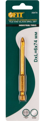 Сверло по кафелю 4гр титан.6мм под биту 35476