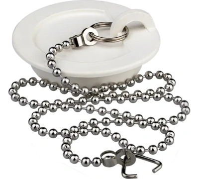 Пробка д/ванны белая с цепочкой СИМТЕК