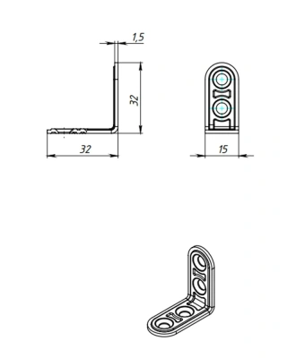 Кронштейн МК 32*32 цинк  4шт