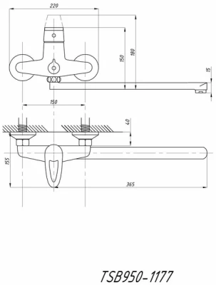 Смеситель для ванны TSB950-1177