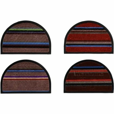  Коврик придверный, ворсовый с резиновой каймой, полукруг 40х60см