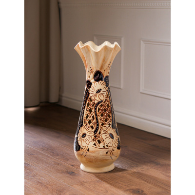 Ваза напольная Вьюн ажур коричневая 2126883