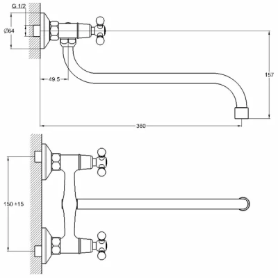 Смеситель для кухни от стены JMX12-A605