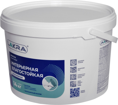 Краска В/Д моющаяся Лакра 14кг мат. белоснежная