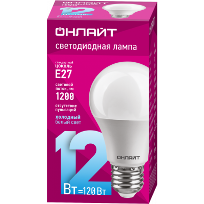 Лампа Онлайт А60-12W-6500K-E27 61141