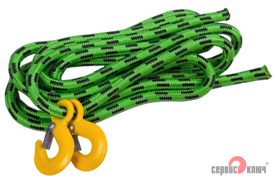 Трос-шнур альпинистский 12т 2 крюка 73759