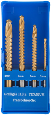 Сверло-фреза универ титановое покрытие набор 4шт 36414