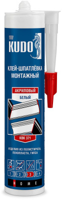 Клей-шпатлевка монтаж. белый на акрил. основе 280мл "КУДО"