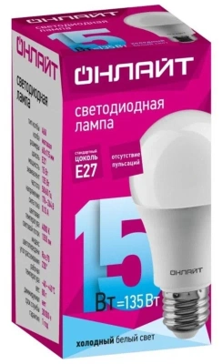 Лампа Онлайт А60-15-230-4К-Е27 61150