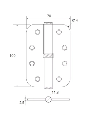 Петля Avers 100*70*2.5-B-NIS-L 2шт
