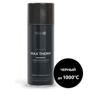 Эмаль аэроз. черная д/мангалов термостойк. 1000С "Elcon" 520мл