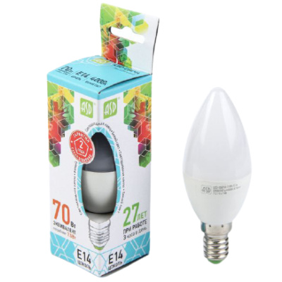 Лампа ASD 7.5W С37 Е-14 4000К