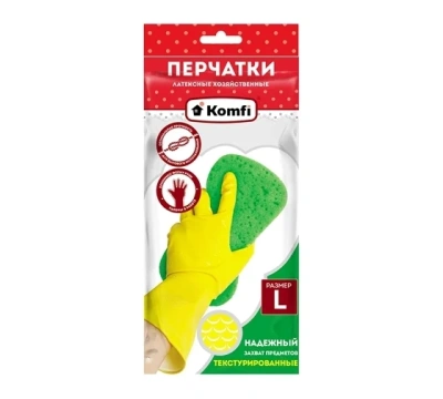 Перчатки хозяйств. латексные с напылением желтые (М)