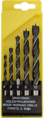 Набор сверл по дереву 5шт (4-5-6-7-8-10мм) 36101