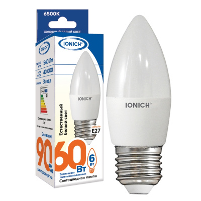 Лампа IONICH С37 6Вт Е27 4К