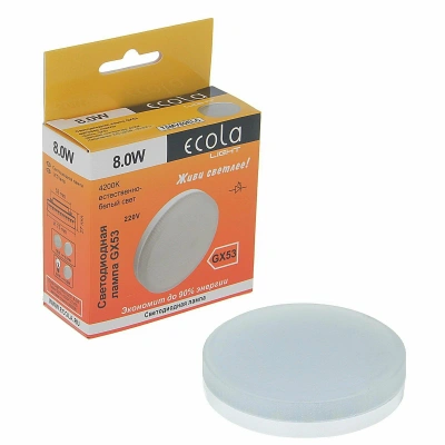 Лампа Ecola GX53 8W 4200К (100*50*10%) диммер