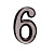 Цифра Большая пластик "6" хром